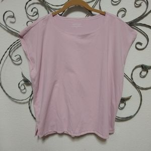 EILEEN FISHER stretch cotton pink boxy tee, Large